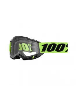 Ochelari 100% ACCURI 2 Enduro Moto YELLOW - Negru/Galben Fluo cu lentila dubla transparenta