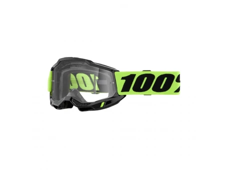Ochelari 100% ACCURI 2 Enduro Moto YELLOW - Negru/Galben Fluo cu lentila dubla transparenta