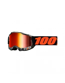 Ochelari 100% ACCURI 2 Youth/JuniorGEOSPACE - Negru/Alb/Portocaliu cu lentila oglinda