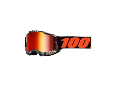 Ochelari 100% ACCURI 2 Youth/JuniorGEOSPACE - Negru/Alb/Portocaliu cu lentila oglinda