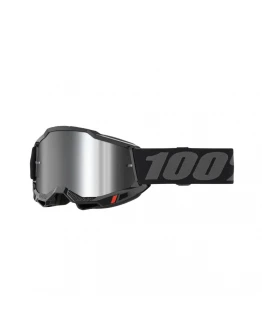 Ochelari Moto Copii 100% ACCURI 2 Youth Junior - Negru/Gri cu Lentila Oglinda Argintie