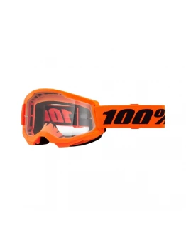 Ochelari Moto 100% Strata 2 Neon Orange Lentilă Clară - Portocaliu fluo
