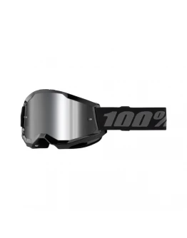 Ochelari 100% Strata 2 Black lentilă oglindă argintie - Negru/Gri