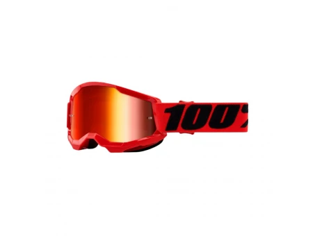 Ochelari 100% STRATA 2 YOUTH JUNIOR RED - Rosu/Negru cu lentila oglinda rosie