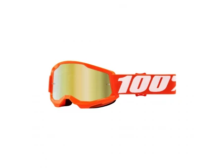 Ochelari 100% STRATA 2 YOUTH JUNIOR ORANGE - Portocaliu/Alb cu lentila oglinda aurie