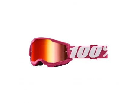 Ochelari 100% STRATA 2 YOUTH JUNIOR FLETCHER - Roz/Alb cu lentila oglinda rosie