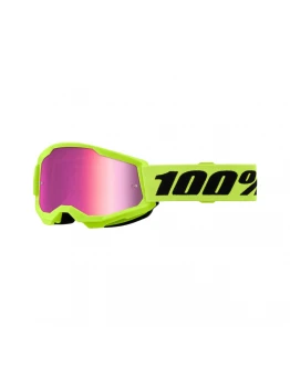 Ochelari Copii 100% Strata 2 Youth Junior Neon Yellow lentilă oglindă roz - Galben fluo
