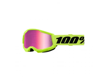 Ochelari Copii 100% Strata 2 Youth Junior Neon Yellow lentilă oglindă roz - Galben fluo | 50032-00010