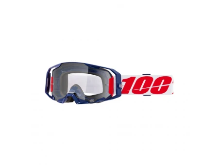 Ochelari Motocross 100% Armatic Mach Z Lentilă Clara - Albastru/Alb/Rosu | 50059-00006