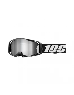 Ochelari Motocross 100% Armatic Black Lentilă Silver Mirror - Negru/Alb