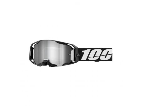 Ochelari Motocross 100% Armatic Black Lentilă Silver Mirror - Negru/Alb | 50060-00001
