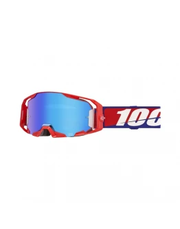 Ochelari Motocross 100% Armatic Best Lentilă Blue Mirror - Rosu/Albastru/Alb