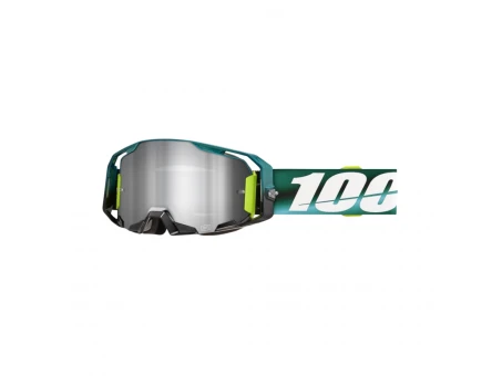Ochelari Motocross 100% Armatic Polarity Lentilă Silver Mirror - Verde/Alb | 50060-00011