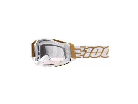 Ochelari 100% Racecraft 2 Mayfair - Alb/Auriu cu lentila transparenta