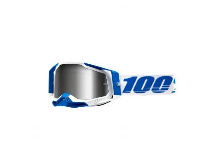 Ochelari 100% Racecraft 2 Isola - Alb/Albastru cu lentila argintie