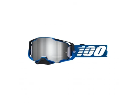 Ochelari 100% Armega Rockchuck Flash Silver Lens - Albastru/Negru/Alb cu lentila argintie