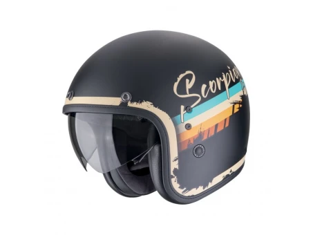 Cască Open Face Scorpion Belfast Evo Adonis -Negru mat/Bej | 78-497-363