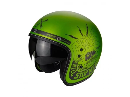 Casca jet SCORPION BELFAST FENDER - Negru/Verde