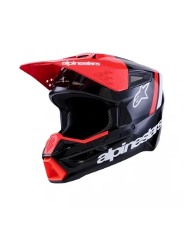 Cască cross-enduro Alpinestars S-M3 Radium ECE 22.06 - Negru/Rosu fluo/Alb