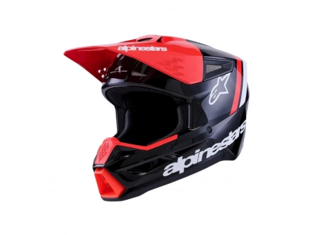 Cască cross-enduro Alpinestars S-M3 Radium ECE 22.06 - Negru/Rosu fluo/Alb | 8300726/1553