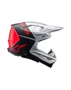 Casca motocross Alpinestars Supertech S-M10 Flood - Argintiu/Negru/Rosu | 8300923/1954