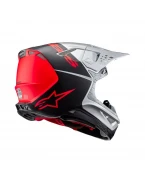 Casca motocross Alpinestars Supertech S-M10 Flood - Argintiu/Negru/Rosu | 8300923/1954
