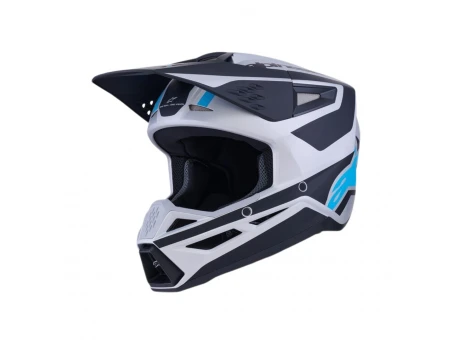 Cască cross-enduro ALPINESTARS S-M3 HEAT ECE 22.06 - Argintiu/Albastru/Negru mat | 8300926/1949