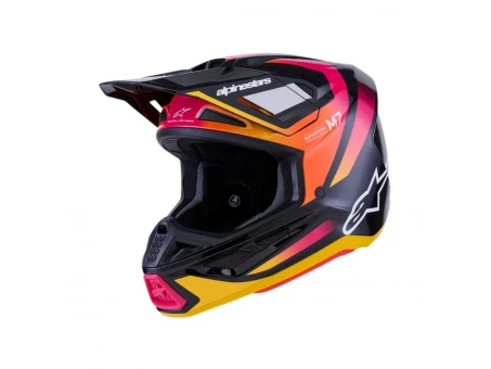 Cască cross-enduro Alpinestars Supertech S-M7 Rise - Negru/Galben/Roz | 8301526/1564