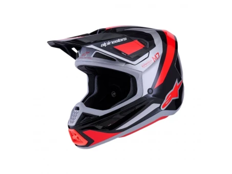 Cască cross-enduro Alpinestars Supertech S-M7 Rise - Negru/Argintiu/Rosu fluo | 8301526/1565