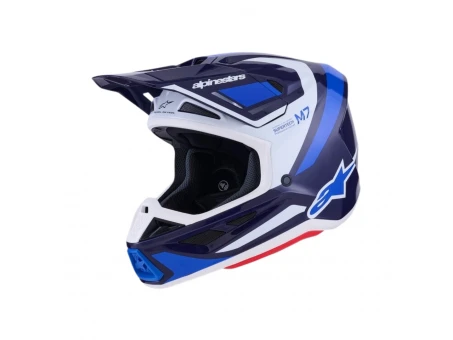 Cască cross-enduro Alpinestars Supertech S-M7 Rise - Albastru/Alb | 8301526/7249