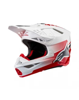 Casca motocross Alpinestars Supertech S-M10 Unite - Alb/Rosu	
