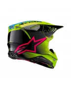 Casca motocross Alpinestars Supertech S-M10 Unite - Galben fluo/Negru/Roz | 8301623/5138