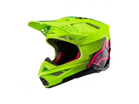 Casca motocross Alpinestars Supertech S-M10 Unite - Galben fluo/Negru/Roz | 8301623/5138