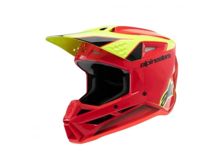 Cască cross-enduro copii Alpinestars S-M3 Youth Fray ECE 22.06 - Negru/Rosu/Galben fluo | 8301725/3051