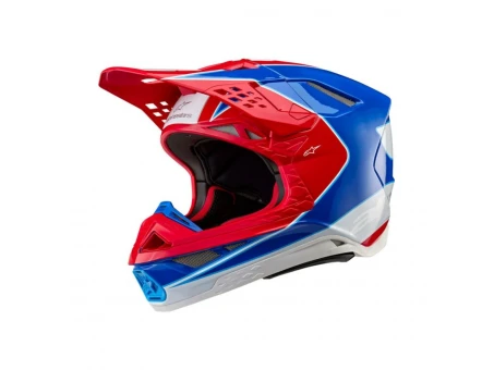 Cască motocross Alpinestars Supertech S-M10 Aeon - Rosu/Albastru | 8301823/3017