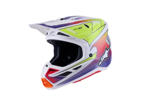 Cască Cross-Enduro ALPINESTARS Supertech S-M7 Fuse ECE06 - Alb/Galben fluo/Mov | 8301926/2054