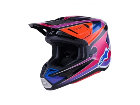 Cască Cross-Enduro ALPINESTARS Supertech S-M7 Fuse ECE06 - Albastru/Mov/Roz | 8301926/7256