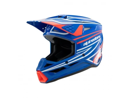 Cască motocross copii Alpinestars S-M3 Youth WURX ECE 22.06 - Albastru/Rosu/Alb | 8302125/7312