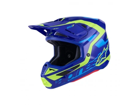 Cască Cross-Enduro ALPINESTARS Supertech S-M7 Deed ECE06 - Albastru/Galben Fluo | 8302326/7253