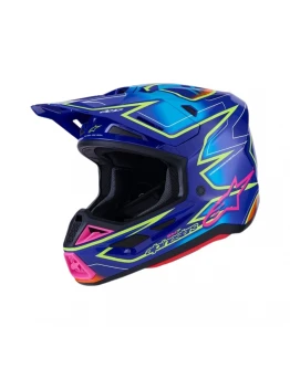 Cască Cross-Enduro ALPINESTARS Supertech S-M7 Cast ECE06 - Albastru/Roz/Galben fluo