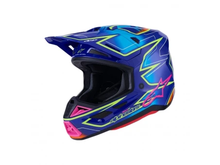Cască Cross-Enduro ALPINESTARS Supertech S-M7 Cast ECE06 - Albastru/Roz/Galben fluo | 8302526/7254