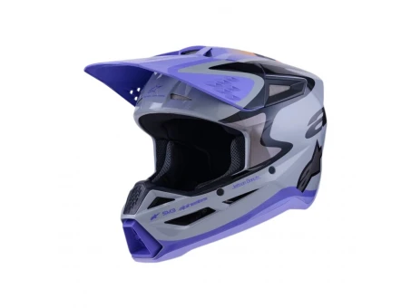 Cască cross-enduro Alpinestars S-M3 Jettson ECE 22.06 - Gri/Mov/Negru | 8302726/9277