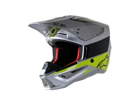 Casca cross-enduro Alpinestars Supertech S-M5 BOND - Negru/Argintiu/Galben