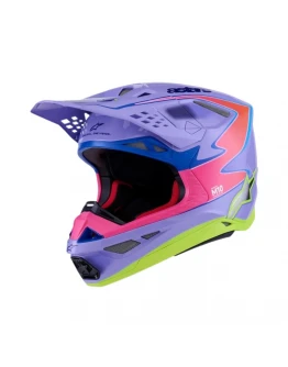 Cască cross-enduro Alpinestars Supertech S-M10 Jett Lawrence R01 - Mov/Roz/Galben fluo
