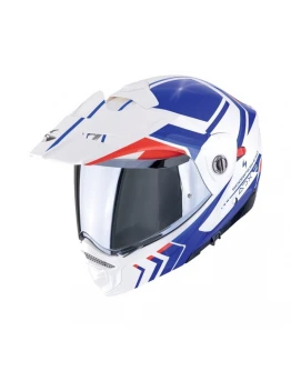 Cască moto Flip-up / Adventure SCORPION ADX-2 Lewis - Alb/Albastru/Rosu