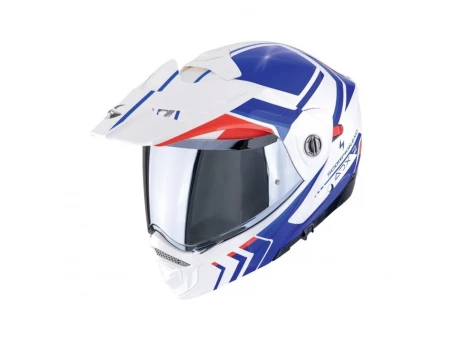 Cască moto Flip-up / Adventure SCORPION ADX-2 Lewis - Alb/Albastru/Rosu | 89-504-236