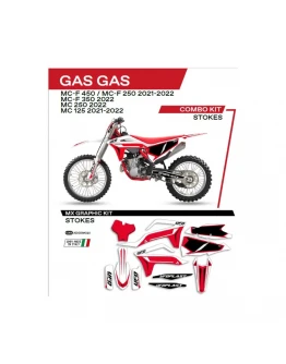 Kit grafic UFO GAS GAS MC 125 '21-'22; MC 250 '22; MCF 250/350/450 '21-'22 STOKES culoare Alb