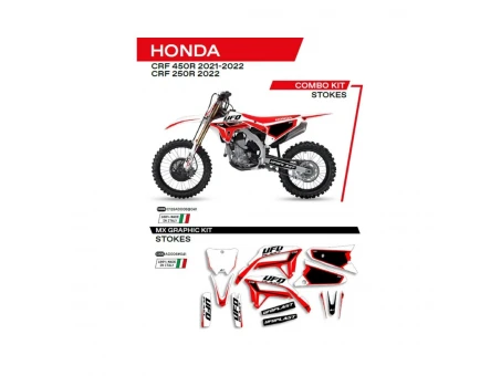 Kit grafic UFO HONDA CRF 250R 22; CRF 450R 21-22 STOKES culoare Alb | AD006041
