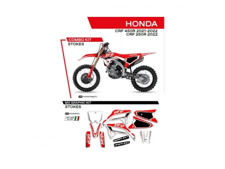 Kit grafic UFO HONDA CRF 250R 22; CRF 450R 21-22 STOKES culoare Rosu | AD006070