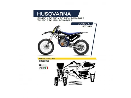 Kit grafic UFO HUSQVARNA TC 125/250 19-22; FC 250/350/450 19-22 STOKES culoare Negru | AD011001
